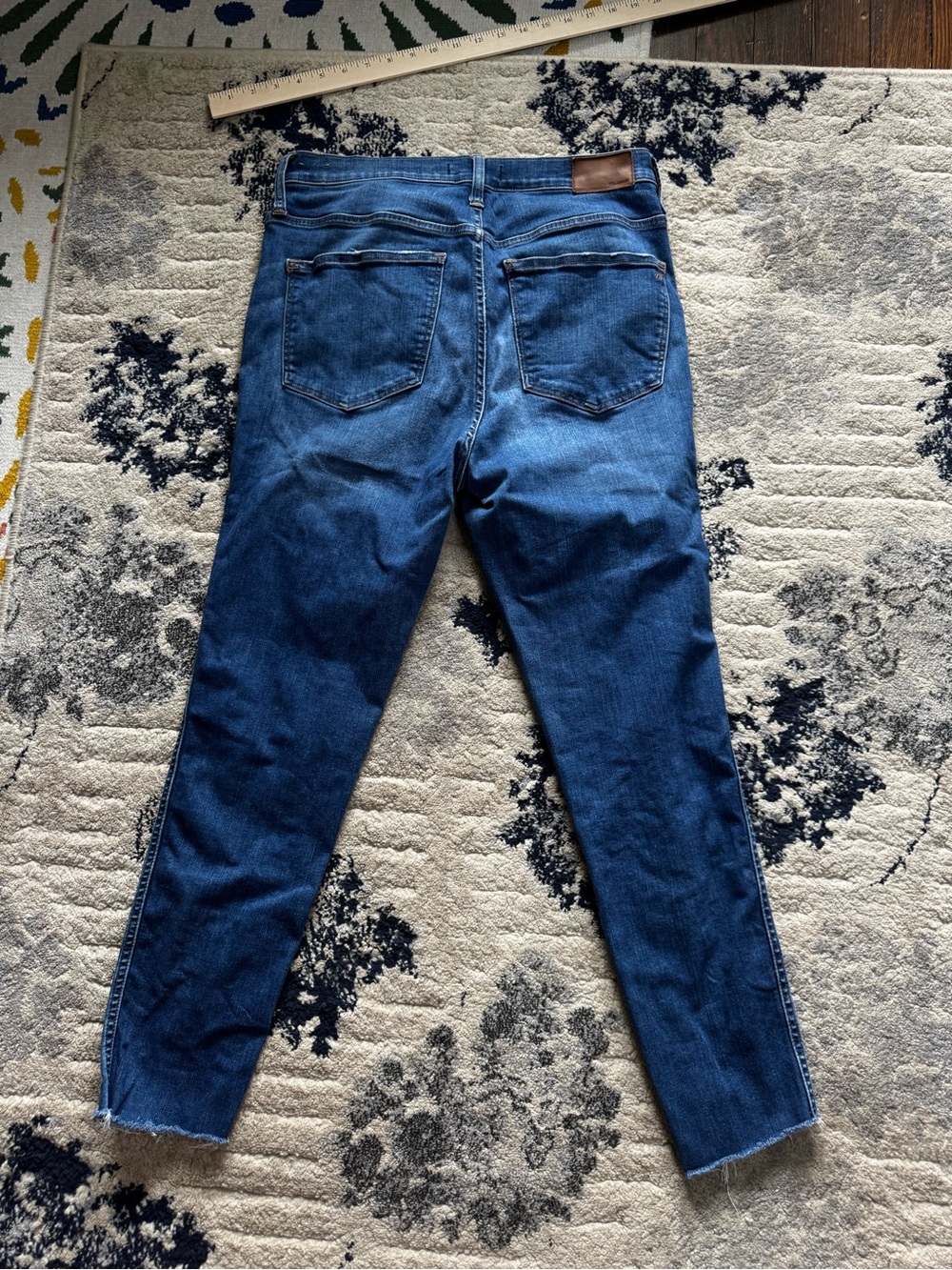 Madewell Dark Blue High-Rise Skinny Jeans with Frayed Hem - Picture 2 of 8
